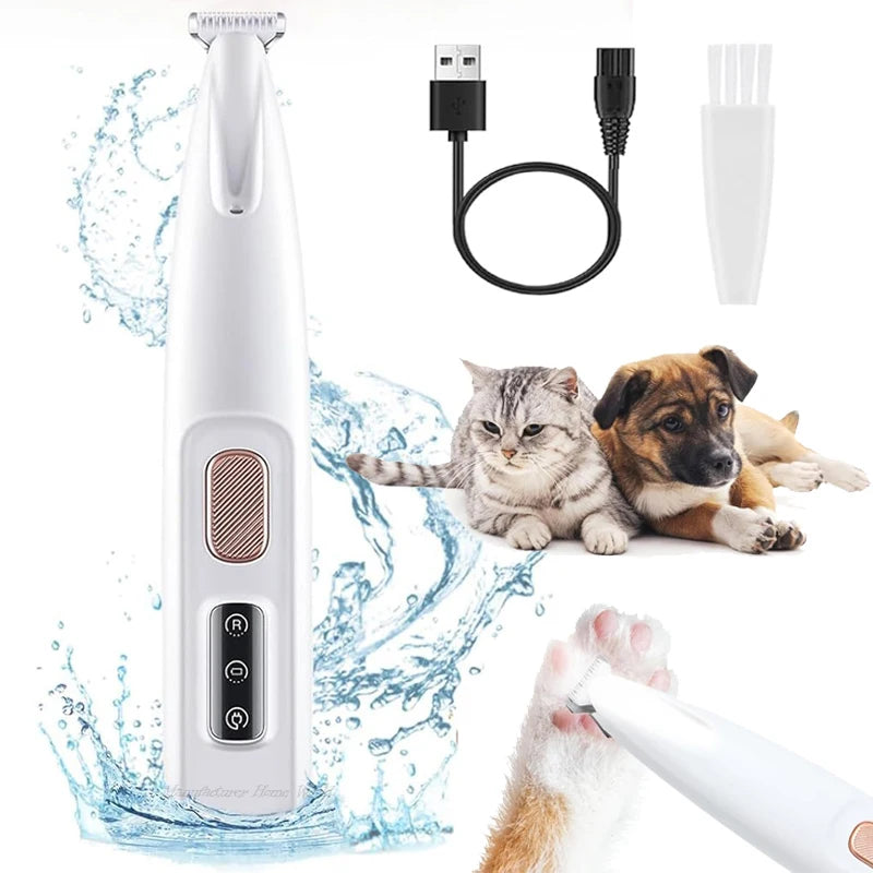 New Dog Paw Trimmer with LED Light Fully Waterproof Pet Hair Trimmer with LED Display Dog Clippers for Grooming 18Mm Widen Blade